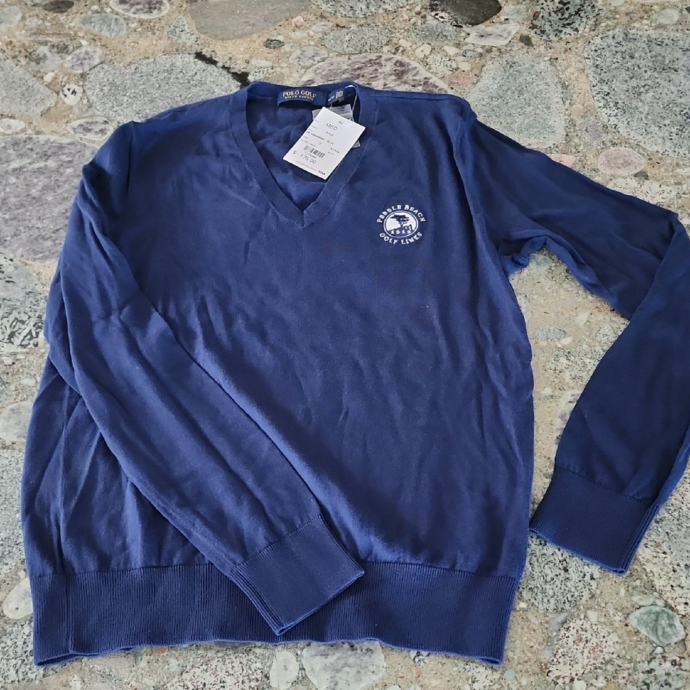 Polo Ralph Lauren Golf Pebble Beach Navy Blue V-Neck Sweater - Picture 2 of 10
